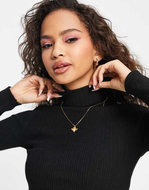 Pull Bershka Noir Femme - Taille XS - Col Rond Manches Longues - Occasion Parfait état