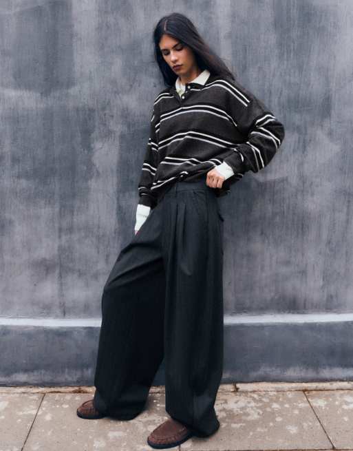 Bershka pull col roulé rayé gris, 2 de 5