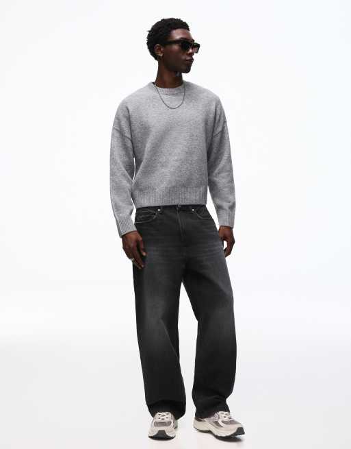 Bershka - Pull coupe carrée à col rond - Gris clair, 2 de 5