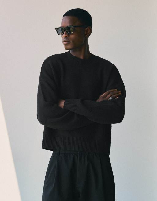 Bershka - Pull coupe carrée à col rond - Noir, 4 de 6