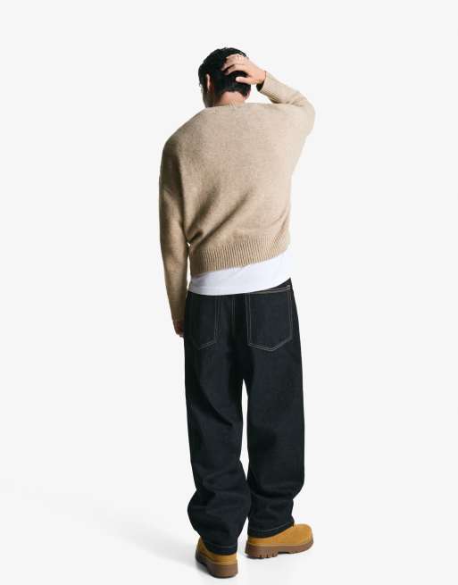 Bershka Cropped jumper in camel