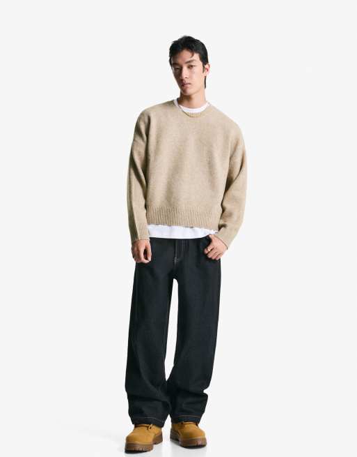 Bershka Cropped jumper in camel