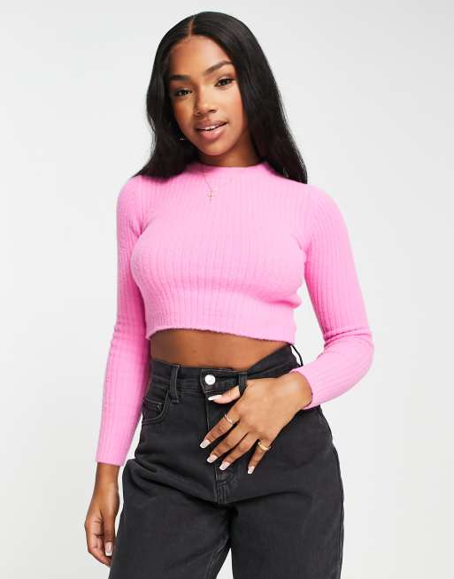 Bershka Pull duveteux Rose ASOS