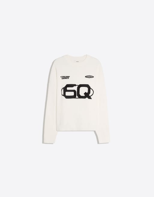 Bershka pull en maille à col rond graphique écru, 5 de 6