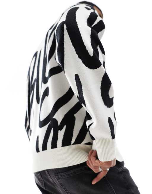 Bershka - Pull en maille à imprimé Crush sur toute la surface - Blanc, 4 de 4