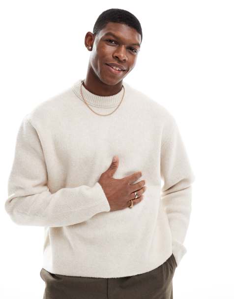Bershka - Pull en maille coupe carrée - Écru - view 1
