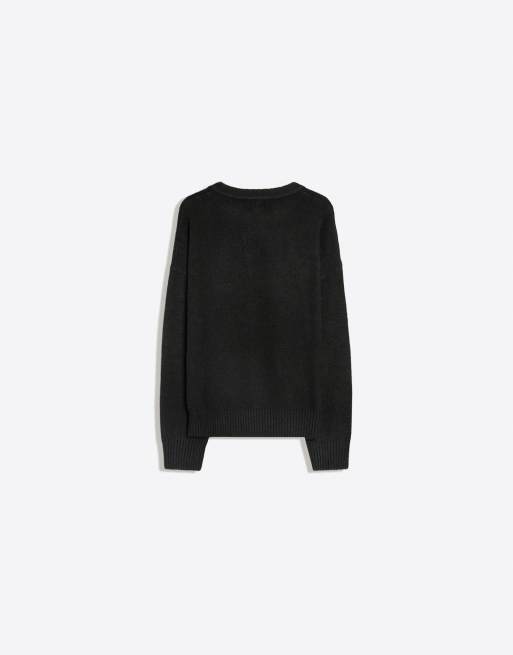 Bershka pull henley en maille contrastée noir, 7 de 7