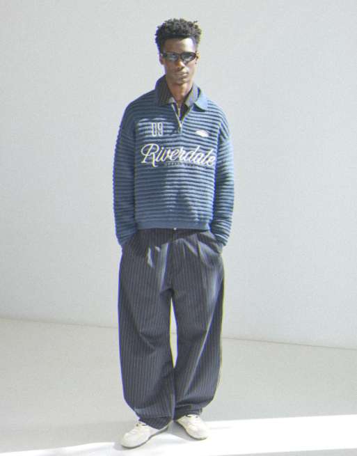 Bershka pull imprimé à col polo bleu, 4 de 5