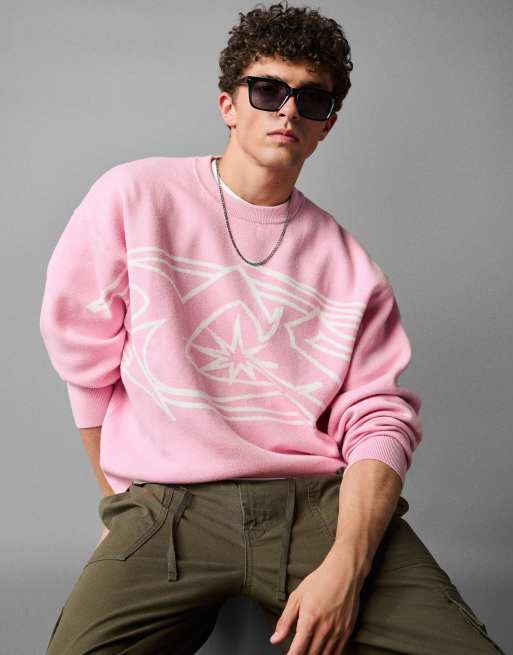 Bershka - Pull imprimé à col rond - Rose, 3 de 4