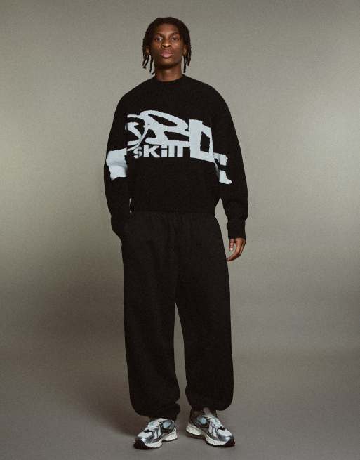 Bershka pull jacquard graphique noir, 2 de 6