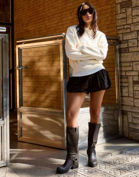 Bershka pull oversize à col polo écru - view 1