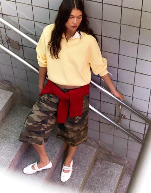 Bershka - Pull oversize à col polo - Jaune, 4 de 5