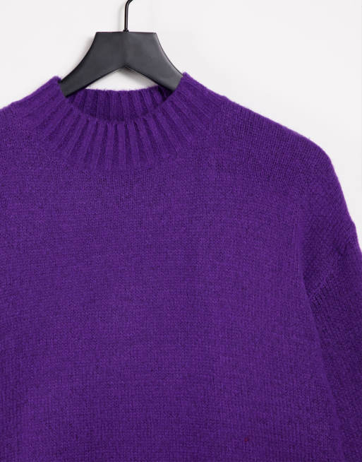 Bershka Pull oversize col ras de cou Violet