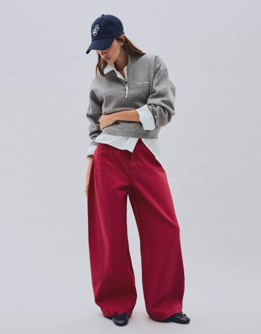 Bershka - Pull zippé à broderies - Gris, 4 de 5