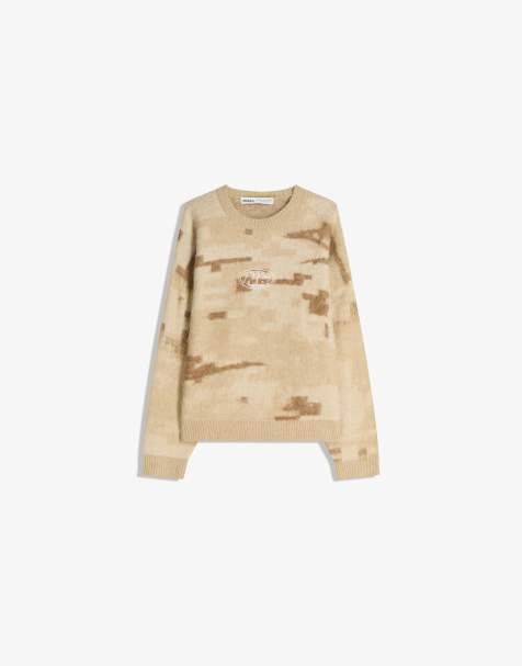 Bershka – Pullover in Beige mit Print - view 1