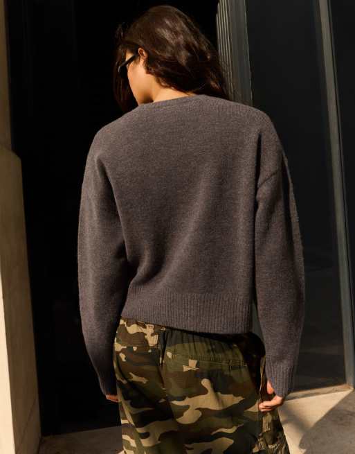 Bershka – Pullover in Braun mit Rundhalsausschnitt, 3 von 5