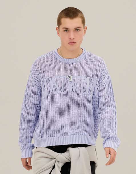 Bershka – Pullover in Lila mit Motiv und Rundhalsausschnitt - view 1