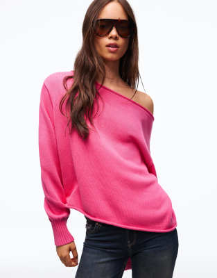 Bershka - Pullover in Rosa mit U-Boot-Ausschnitt