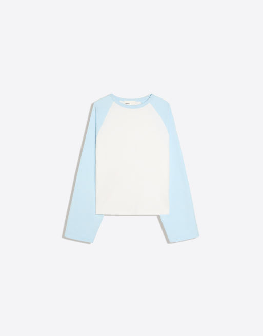 Bershka Pullover mit Rundhalsausschnitt und Raglanärmeln in Weiß, 5 von 5