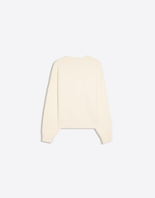 Bershka Pullover mit Stickerei und Rundhalsausschnitt in Weiß, 6 von 6