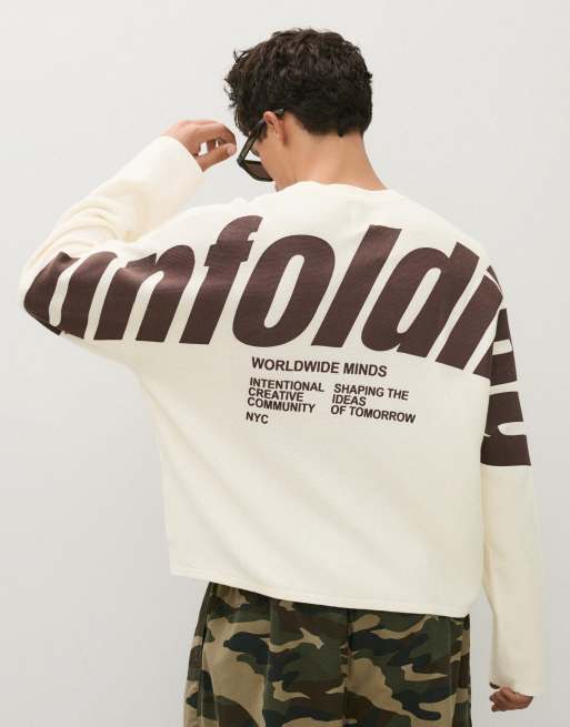 Bershka Pullover mit Strukturprint in Beige, 2 von 6