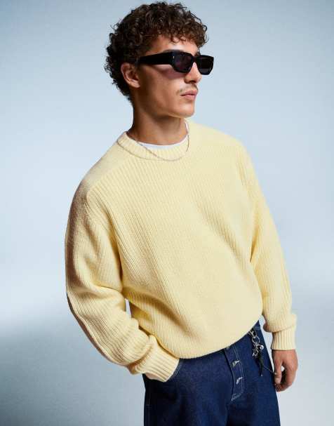 Bershka – Purl – Gul, stickad tröja i yllemix - view 1