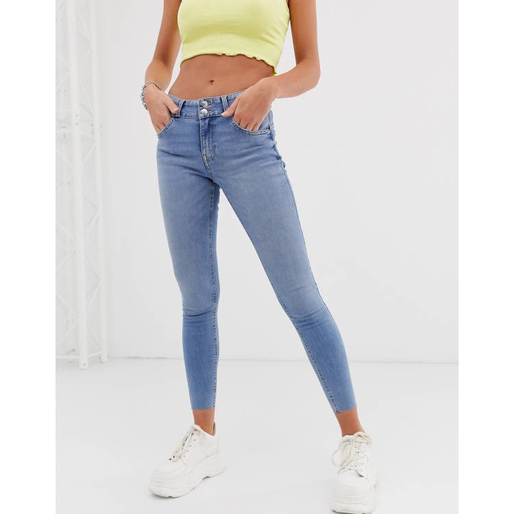 Bershka push up jean in mid blue