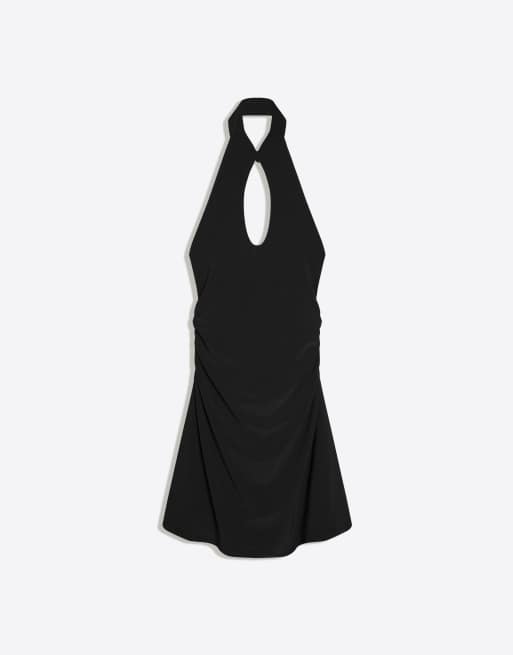 Bershka - Qipao-jurk met halternek in zwart, 5 van 5