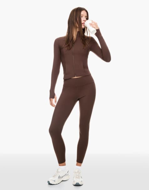 Bershka Quick-dry & breathable leggings in brown - view 1