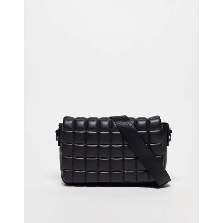 Bershka quilted cross-body bag in black | ASOS