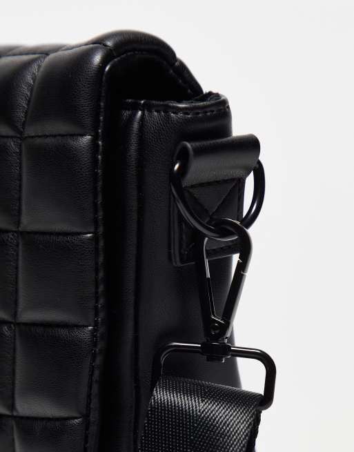 Bershka quilted cross-body bag in black | ASOS