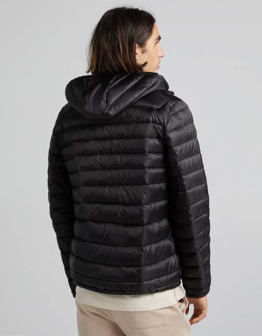 Bershka hooded puffer jacket in outlet black