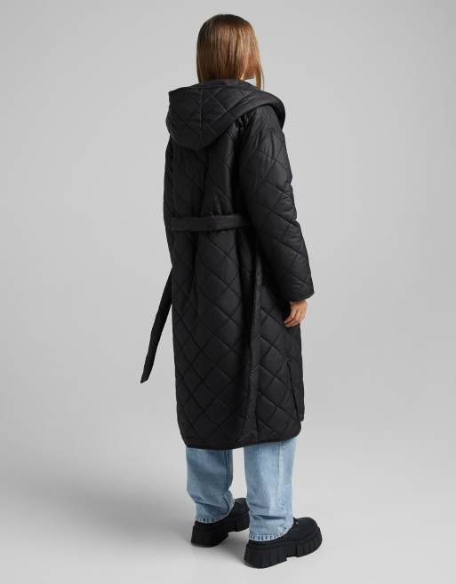 Bershka padded longline coat hotsell