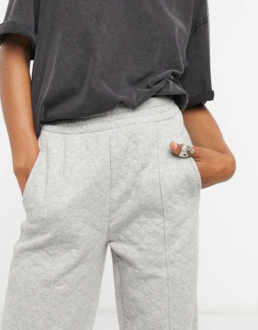 Bershka quilted oversized sweatpants in gray ASOS