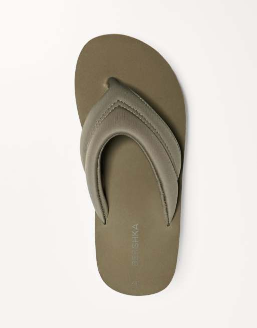 Bershka quilted platform sandals in khaki, 2 of 4