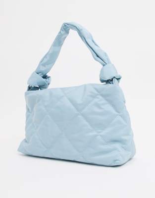 Bershka Quilted Shoulder Bag In Baby Blue Asos