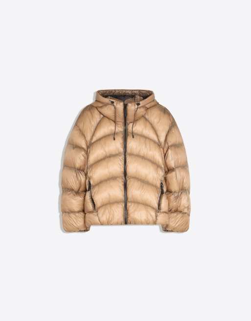 Bershka Quilted translucent-effect jacket in camel, 5 of 5
