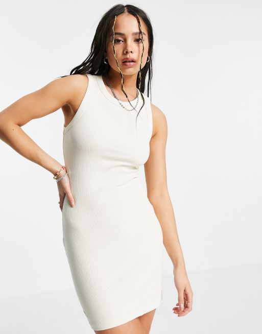 Ribbed Tank Dress White