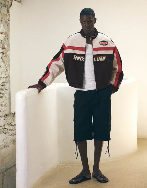 Bershka Racing jacket in black, 3 of 4