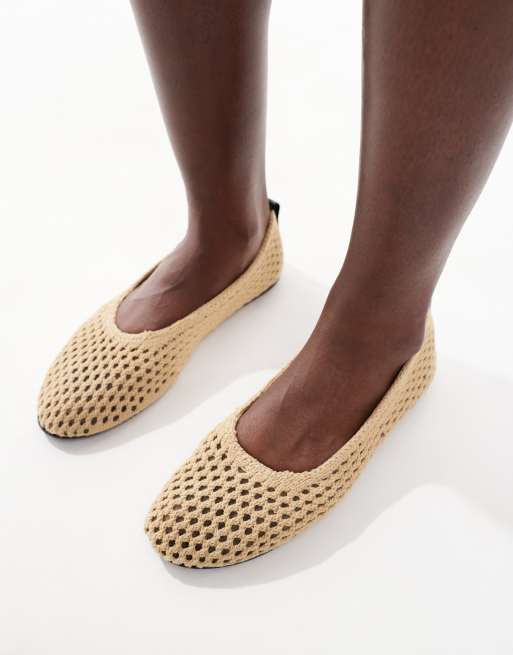 Zara Loafers With Track Soles Bershka Raffia Ballet Flats In Natural ASOS