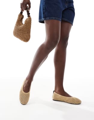  raffia ballet pumps in natural 