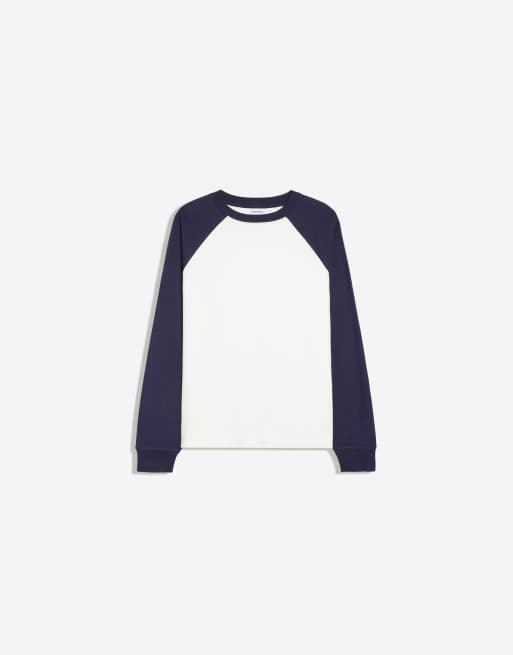 Bershka Raglan-Langarm-T-Shirt in Blau, 5 von 5
