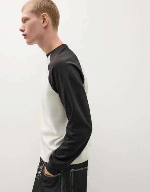 Bershka Raglan-Langarmshirt in Schwarz, 4 von 7