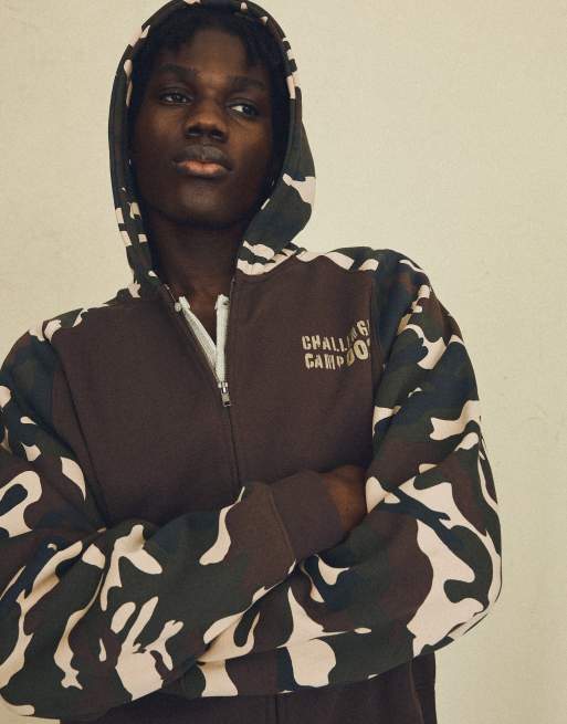 Bershka Raglan print hoodie in camo print, 2 of 5