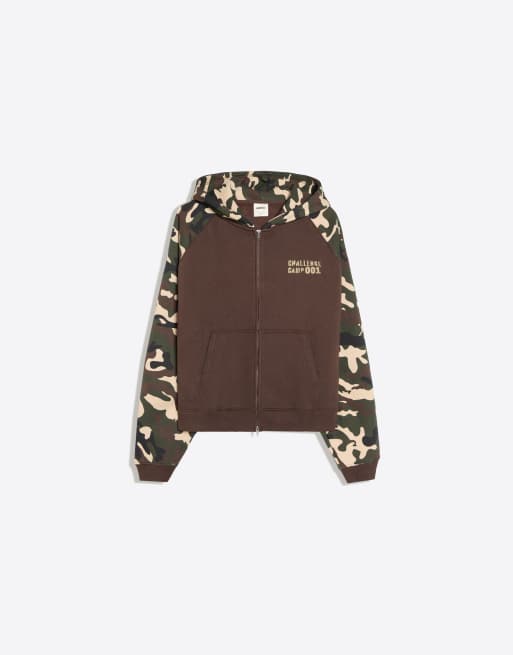 Bershka Raglan print hoodie in camo print, 5 of 5