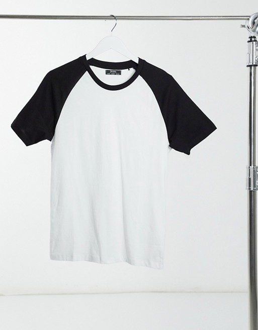 Bershka raglan t-shirt in black and white