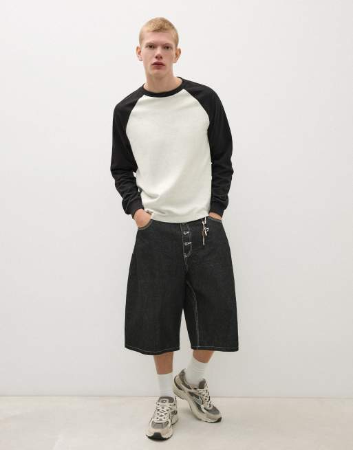 Bershka raglan-t-shirt med långa ärmar i svart, 3 av 7
