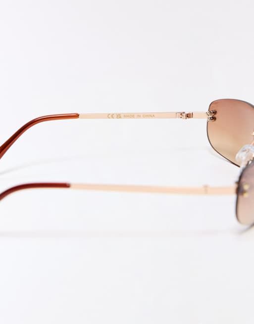 Bershka – Rahmenlose Sonnenbrille in Braun, 3 von 3
