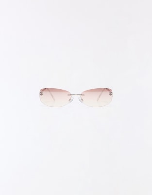 Bershka - Rahmenlose Sonnenbrille in Rosa