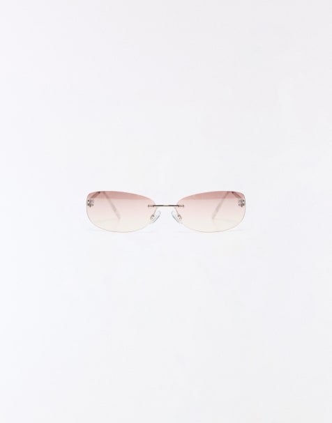 Bershka – Rahmenlose Sonnenbrille in Rosa - view 1